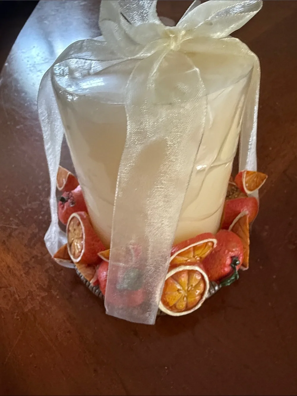 Kohl’s Pillar Candle and Holder with Orange Slice Accents Set of Two Vintage2006